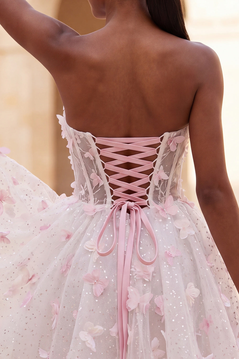 A-Line Lilac Sweetheart Sheer Corset Appliqued Homecoming Dress with Lace Up Back