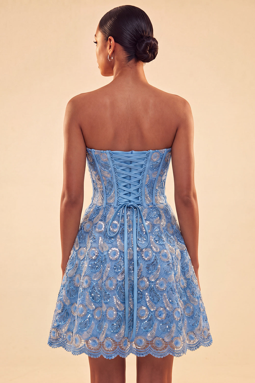 A-Line Green Sweetheart Corset Sequins Homecoming Dress with Lace Up Back