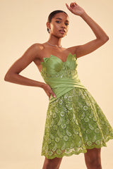 A-Line Green Sweetheart Corset Sequins Homecoming Dress with Lace Up Back
