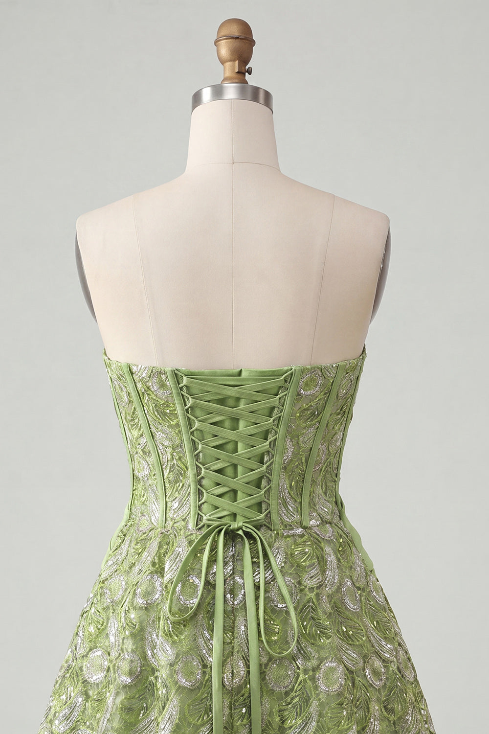A-Line Green Sweetheart Corset Sequins Homecoming Dress with Lace Up Back