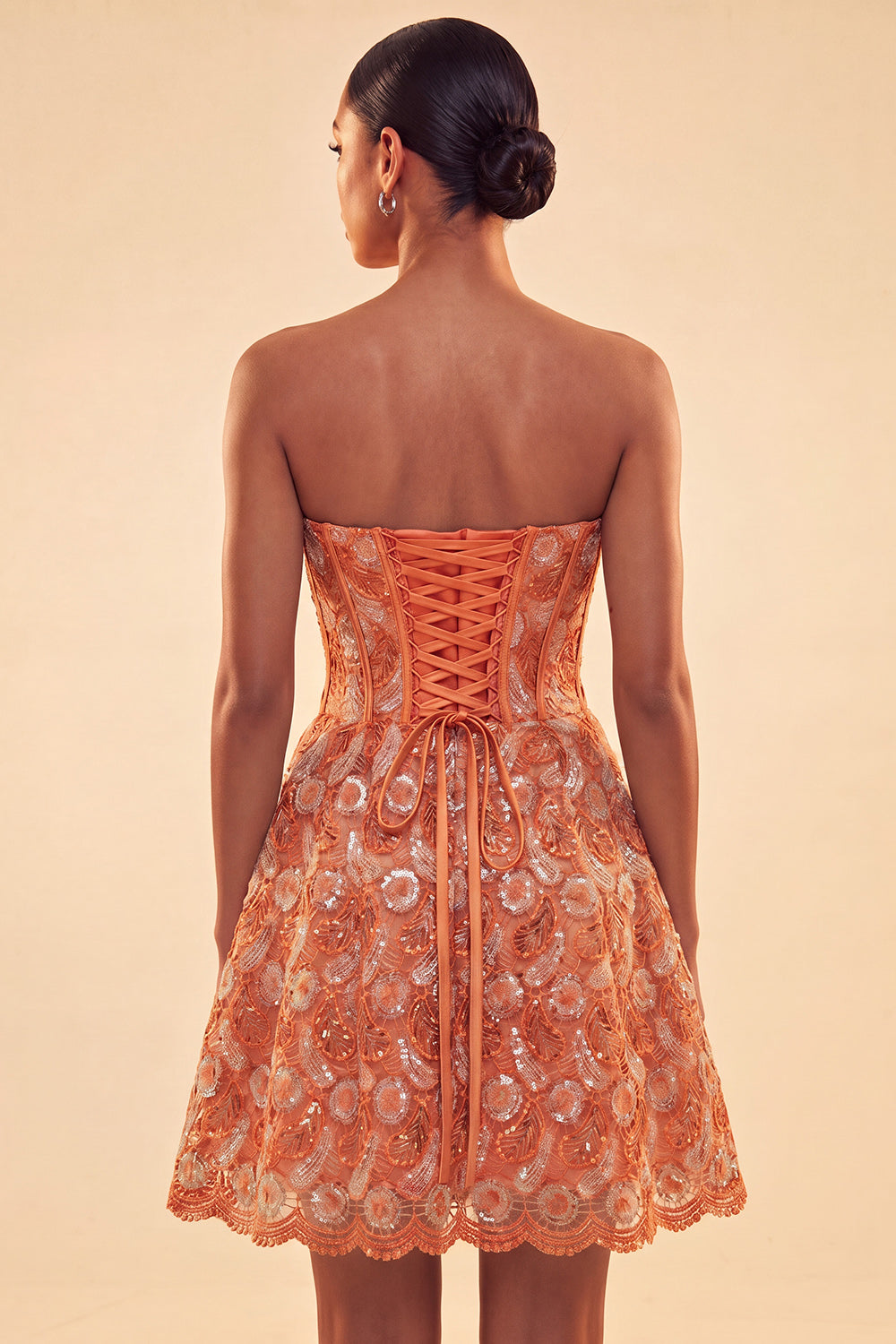 A-Line Green Sweetheart Corset Sequins Homecoming Dress with Lace Up Back
