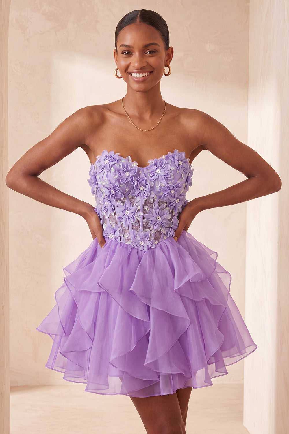 A-Line Sky Blue Sweetheart Sheer Corset Ruffled Lace Up Back Homecoming Dress