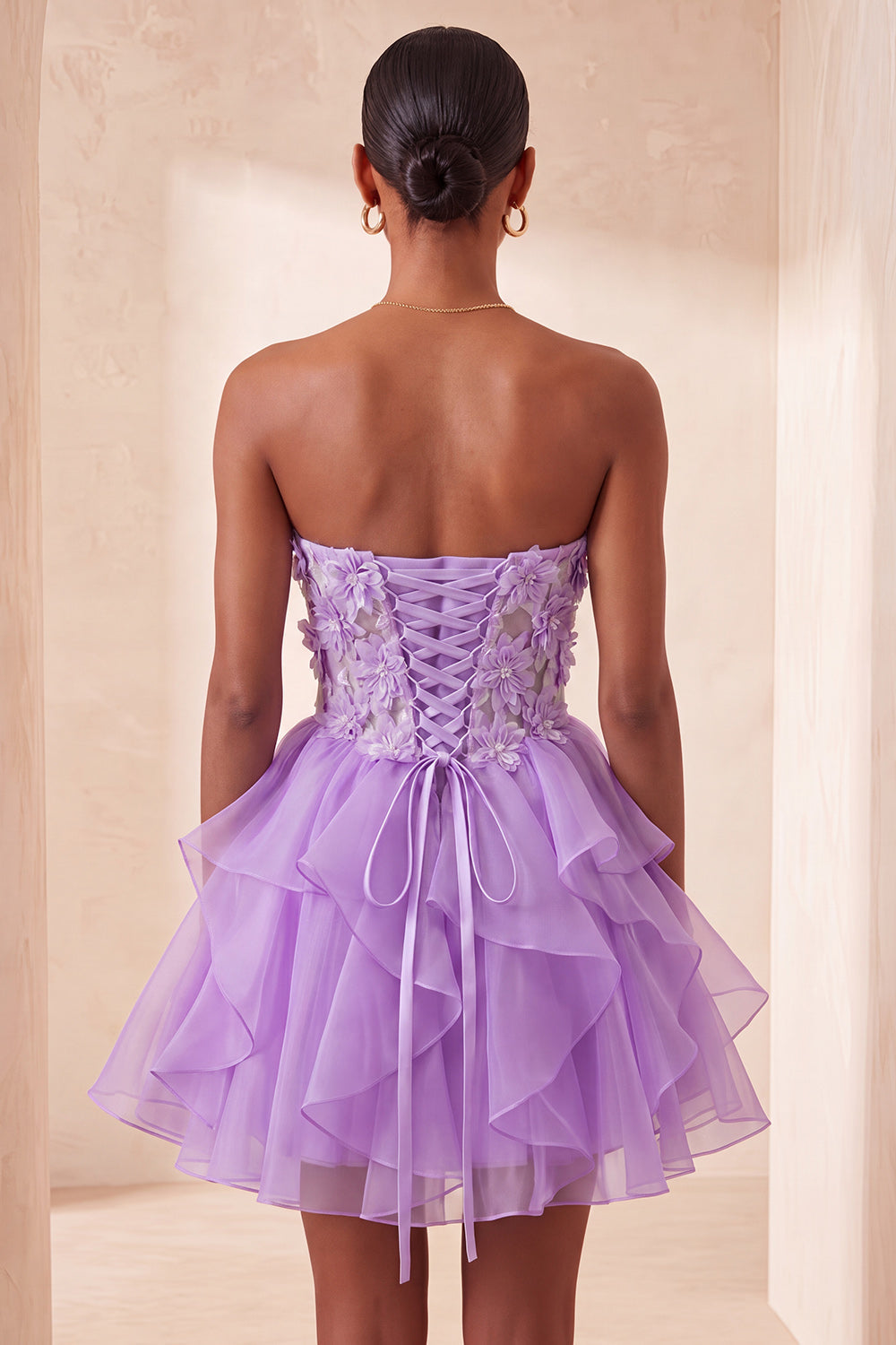 A-Line Sky Blue Sweetheart Sheer Corset Ruffled Lace Up Back Homecoming Dress