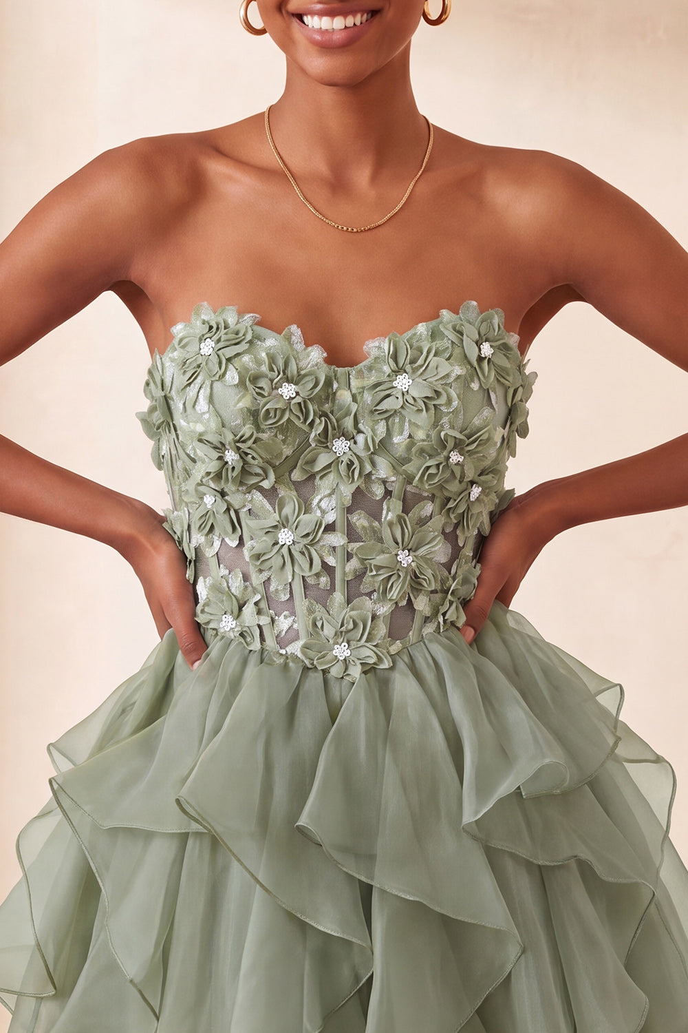 A-Line Sky Blue Sweetheart Sheer Corset Ruffled Lace Up Back Homecoming Dress