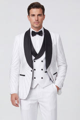 3 Piece Black Shawl Lapel One Button Men's Prom Suits with Beading