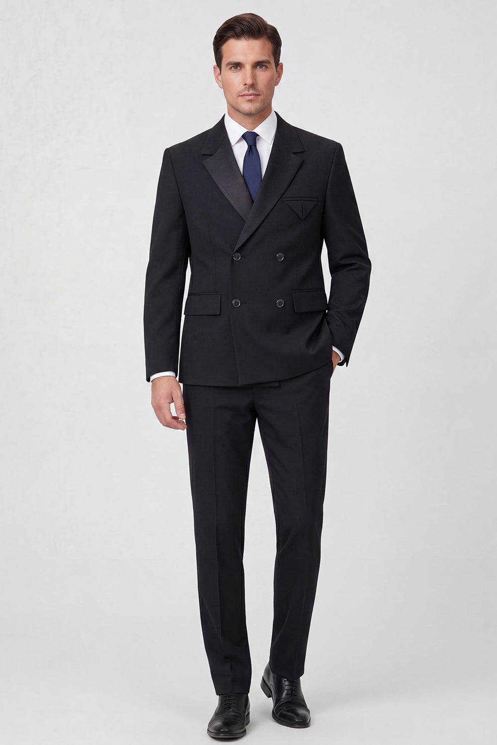 2 Piece Black Notch Lapel Double Breasted Men's Prom Suits
