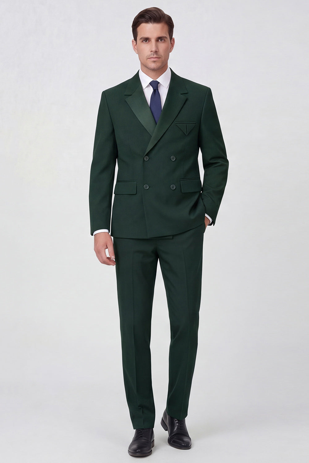 2 Piece Black Notch Lapel Double Breasted Men's Prom Suits