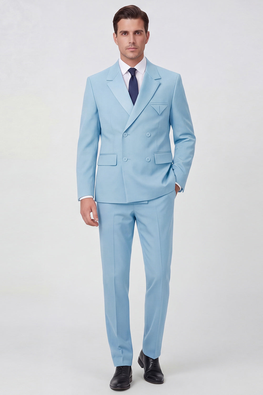 2 Piece Black Notch Lapel Double Breasted Men's Prom Suits