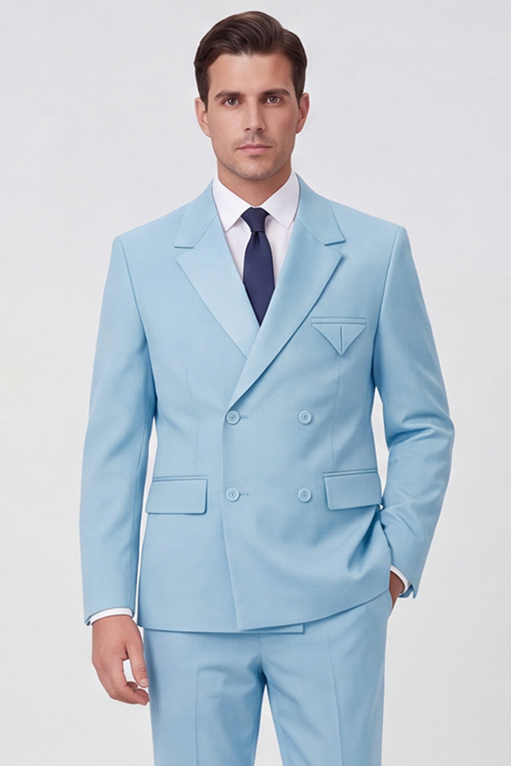 2 Piece Black Notch Lapel Double Breasted Men's Prom Suits