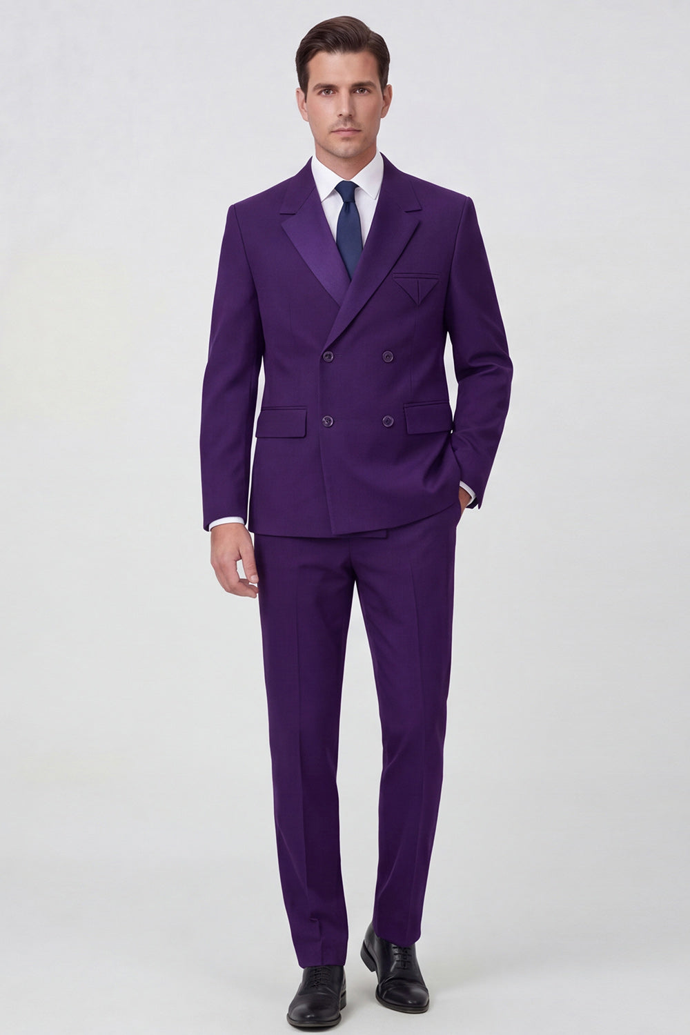 2 Piece Black Notch Lapel Double Breasted Men's Prom Suits