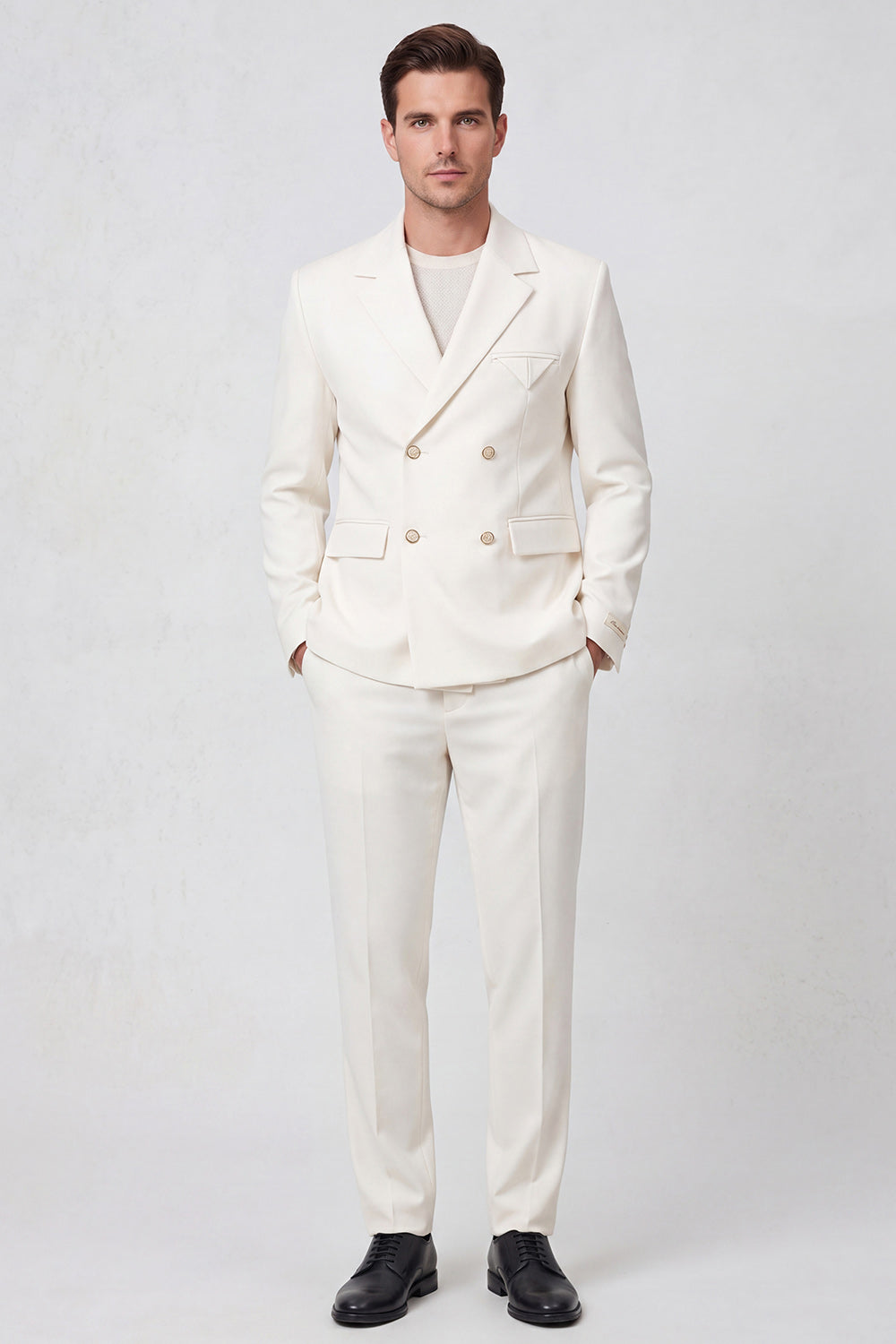 2 Piece Black Notch Lapel Double Breasted Men's Prom Suits