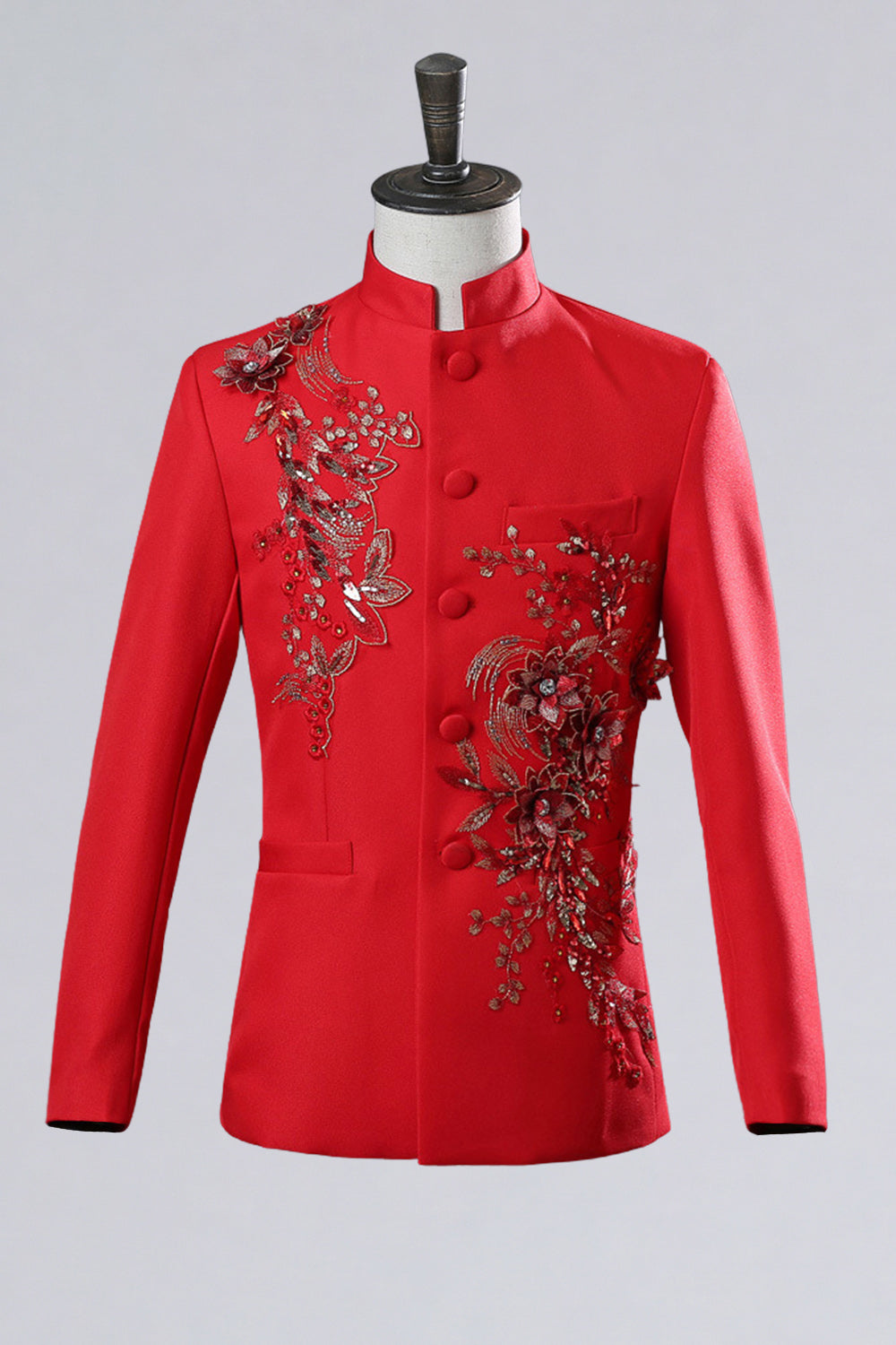 2 Piece Black Single Breasted Men's Prom Suits with Embroidery