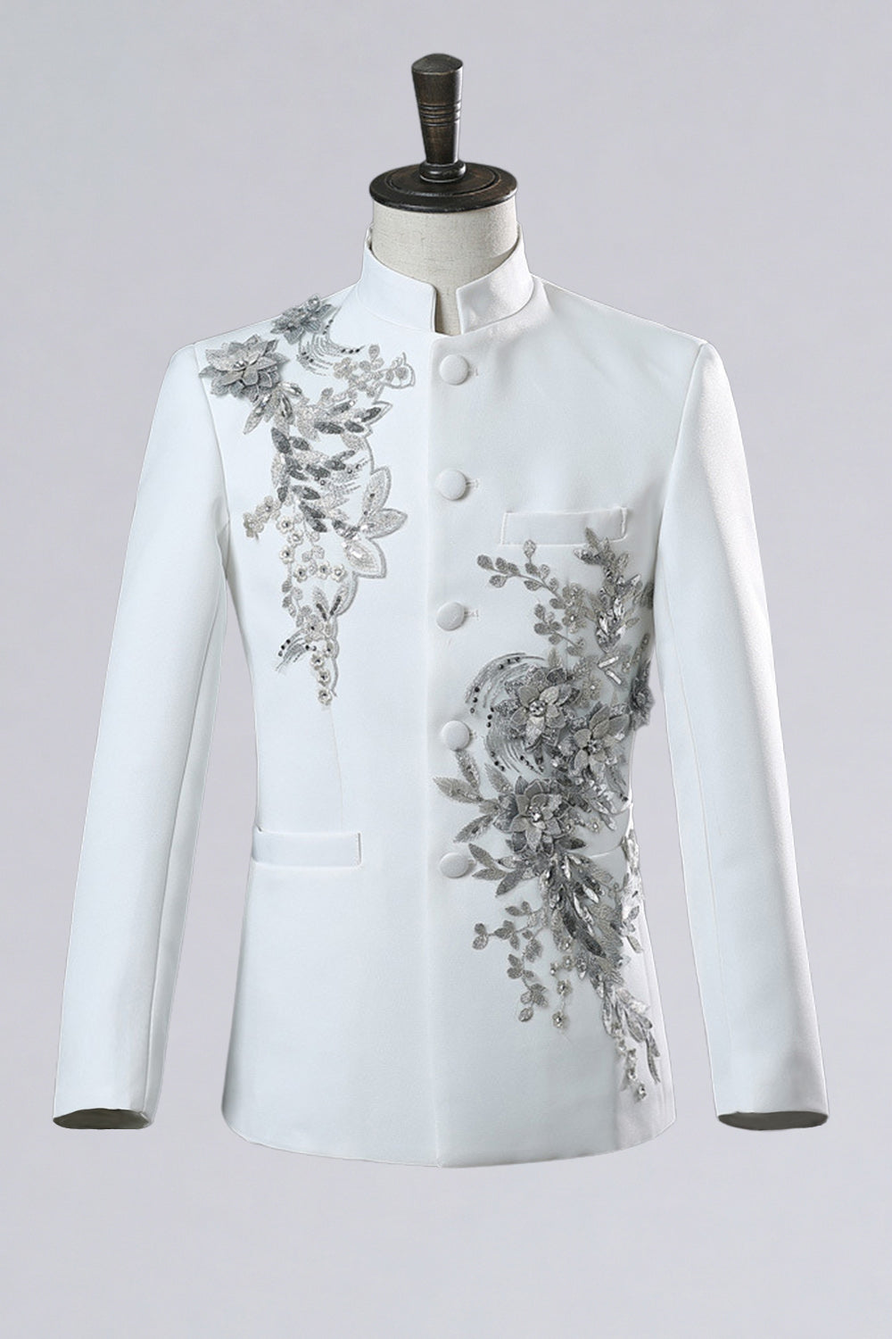 2 Piece Black Single Breasted Men's Prom Suits with Embroidery