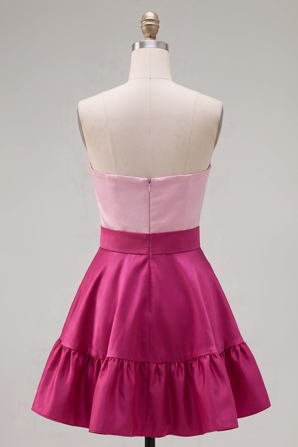 A-Line Navy Purple Satin Sweetheart Ruffled Homecoming Dress with Bow