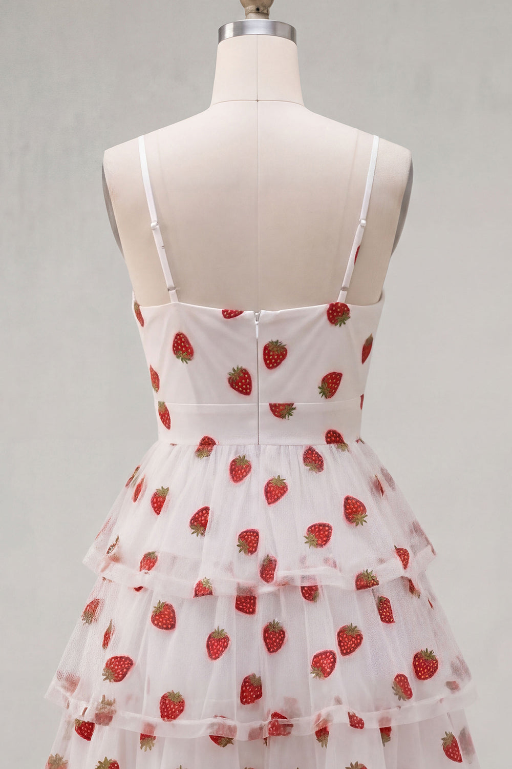A-Line Pink Keyhole Tiered Ruffled Spaghetti Straps Ruched Homecoming Dress