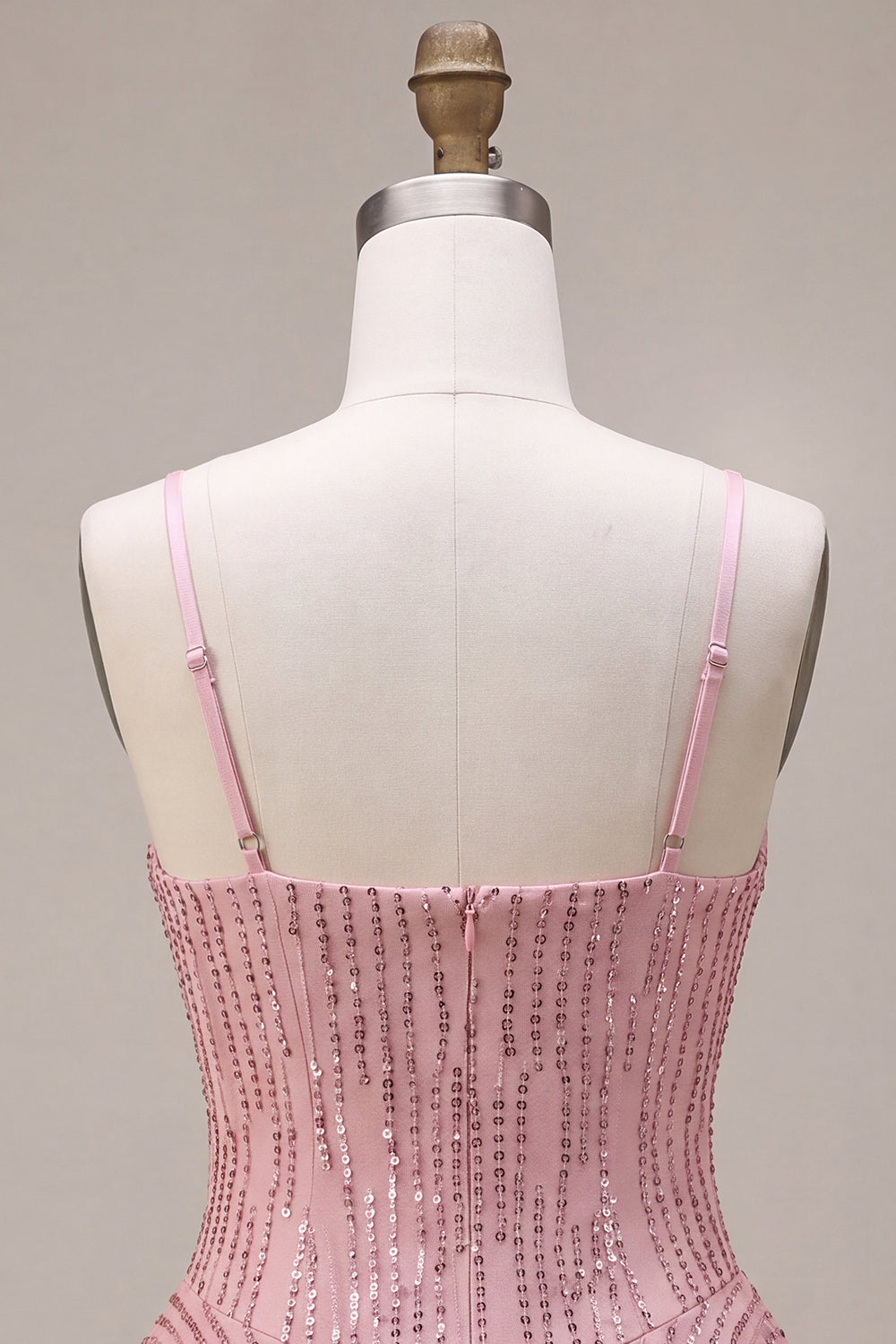 A-Line Pink Tiered Ruffled Sequins Short Homecoming Dress