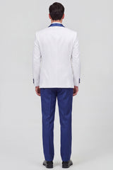 3 Piece Shawl Lapel Blue One Button Men's Wedding Suits