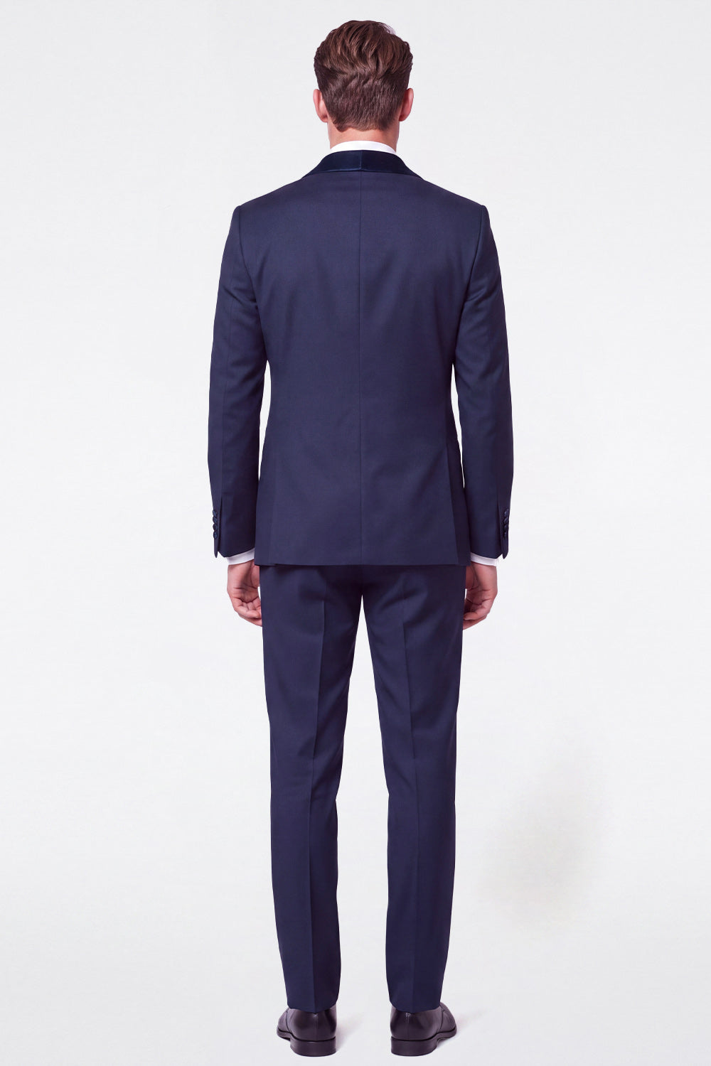 3 Piece Dark Blue Single Breasted Shawl Lapel Men's Prom Suits