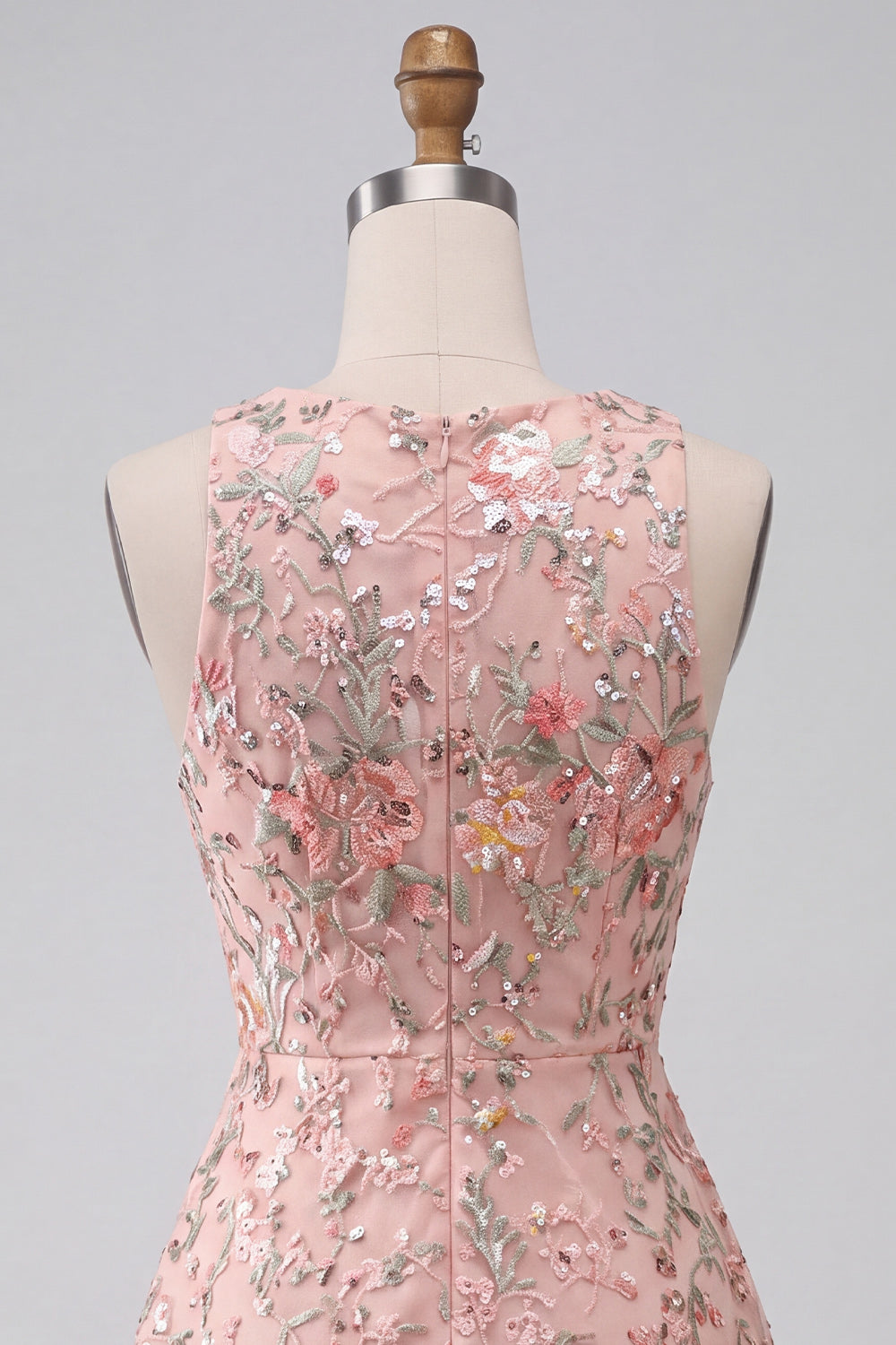 A-Line Round Neck Embroidered Floral Short Homecoming Dress with Ruffles