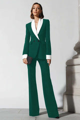 2 Piece Black Flare Leg Shawl Lapel Business Suits